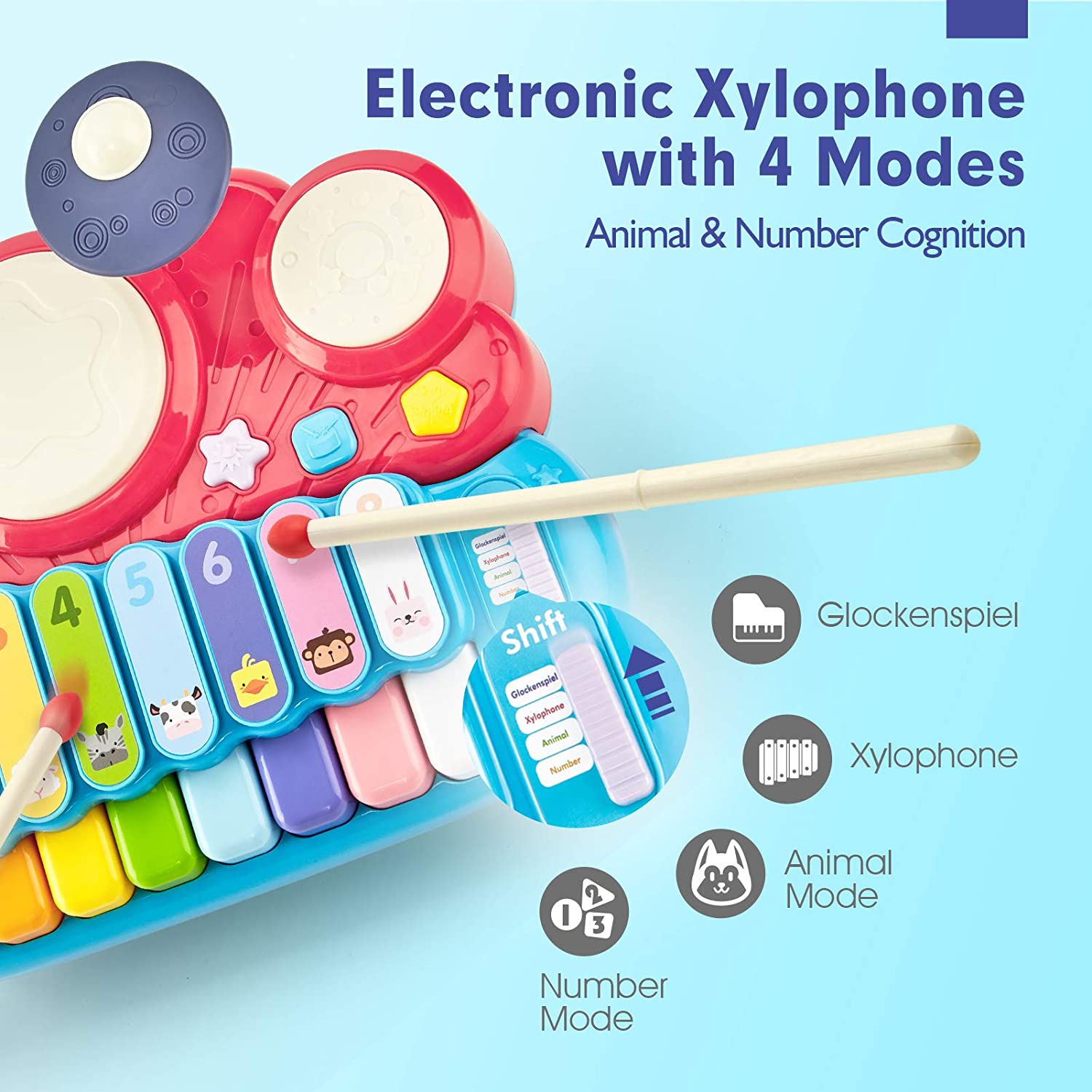 CubicFun 5 in 1 Kids Piano Drum Set Baby Toys CubicFun 5 in 1 Kids Piano Drum Set Baby Toys