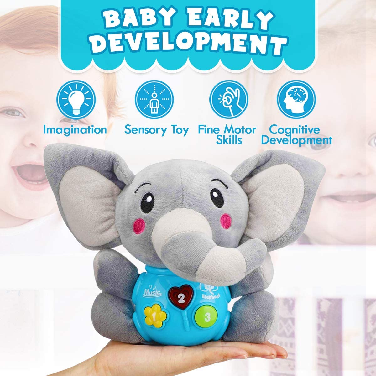 Insnug Plush Elephant Music Baby Toys Insnug Plush Elephant Music Baby Toys