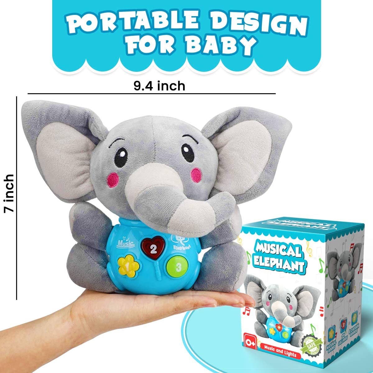 Insnug Plush Elephant Music Baby Toys Insnug Plush Elephant Music Baby Toys