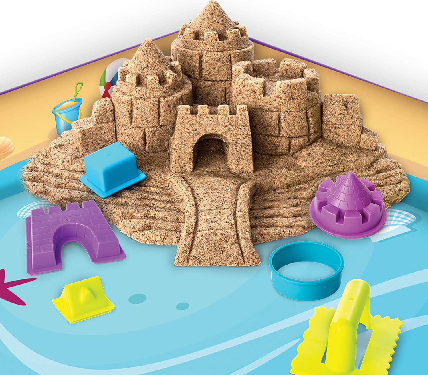 Kinetic Sand Beach Day Fun Playset with Castle Molds Kinetic Sand Beach Day Fun Playset with Castle Molds