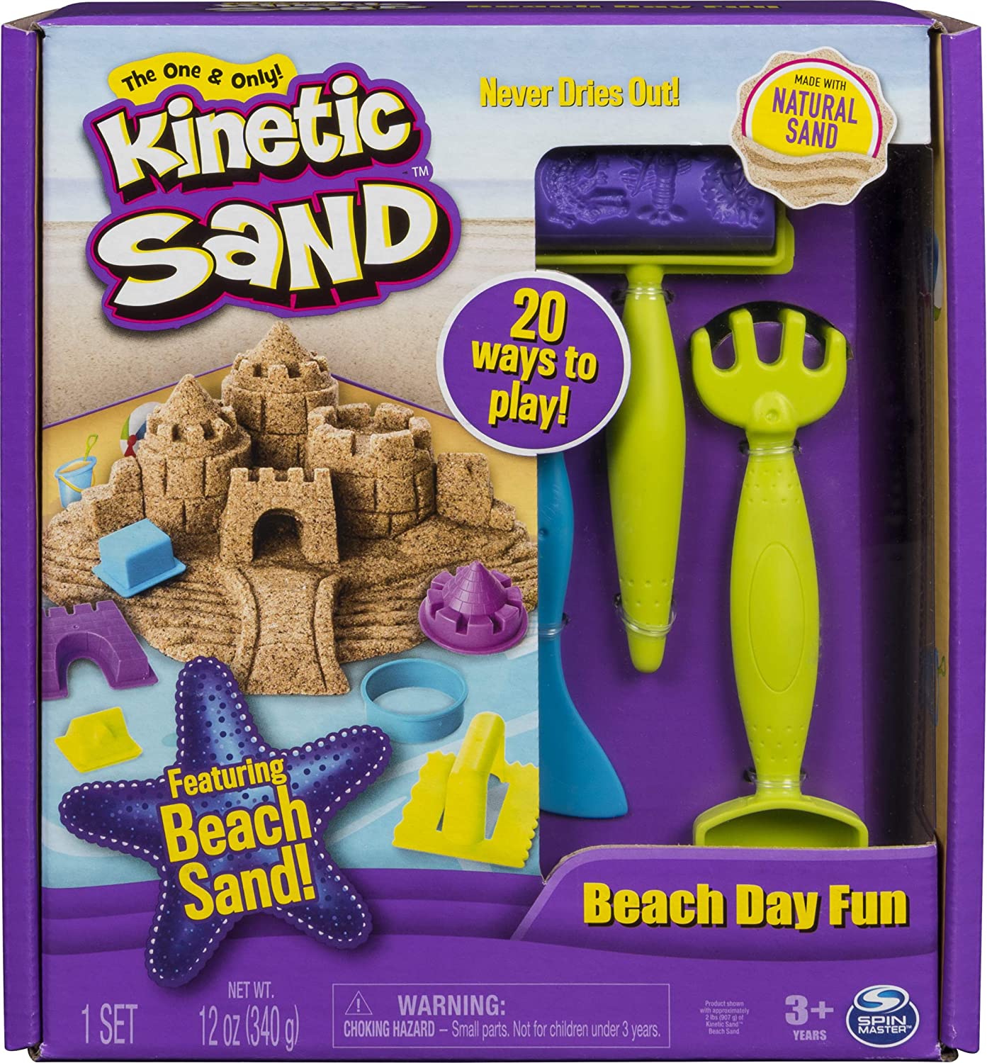 Kinetic Sand Beach Day Fun Playset with Castle Molds Kinetic Sand Beach Day Fun Playset with Castle Molds