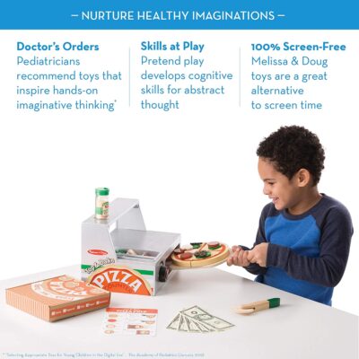 Melissa & Doug Top & Bake Wooden Pizza Counter Play Set (34 Pcs)