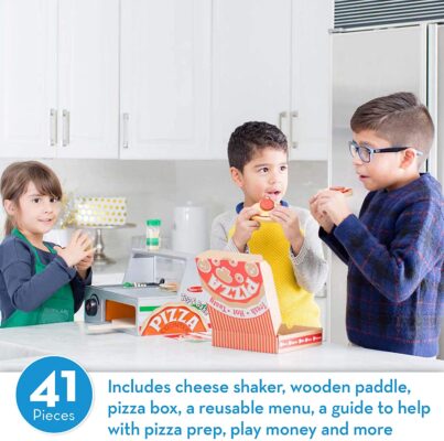 Melissa & Doug Top & Bake Wooden Pizza Counter Play Set (34 Pcs)