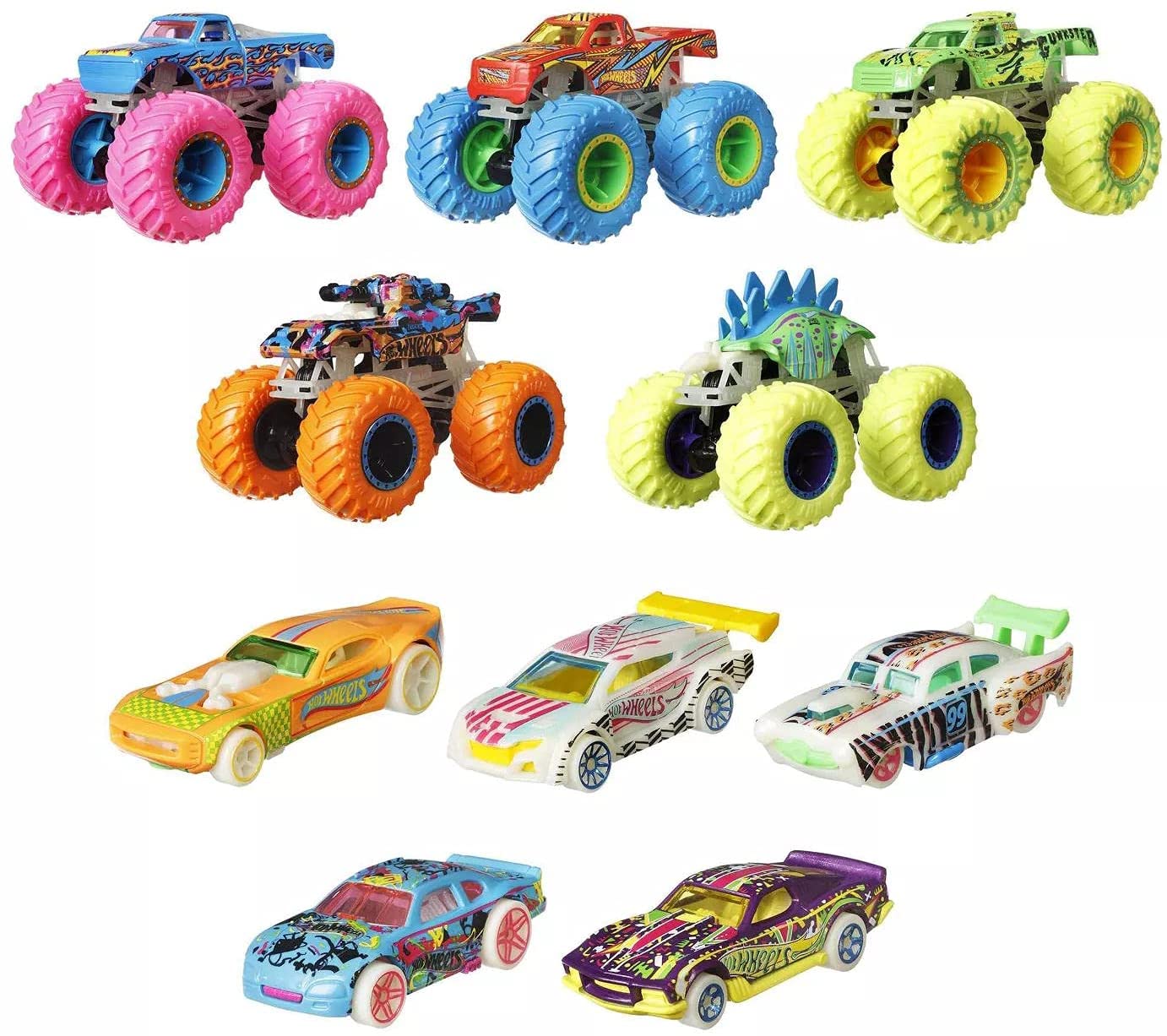 Hot Wheels Monster Trucks Glow in the Dark 10-Pack Collection Set Hot Wheels Monster Trucks Glow in the Dark 10-Pack Collection Set