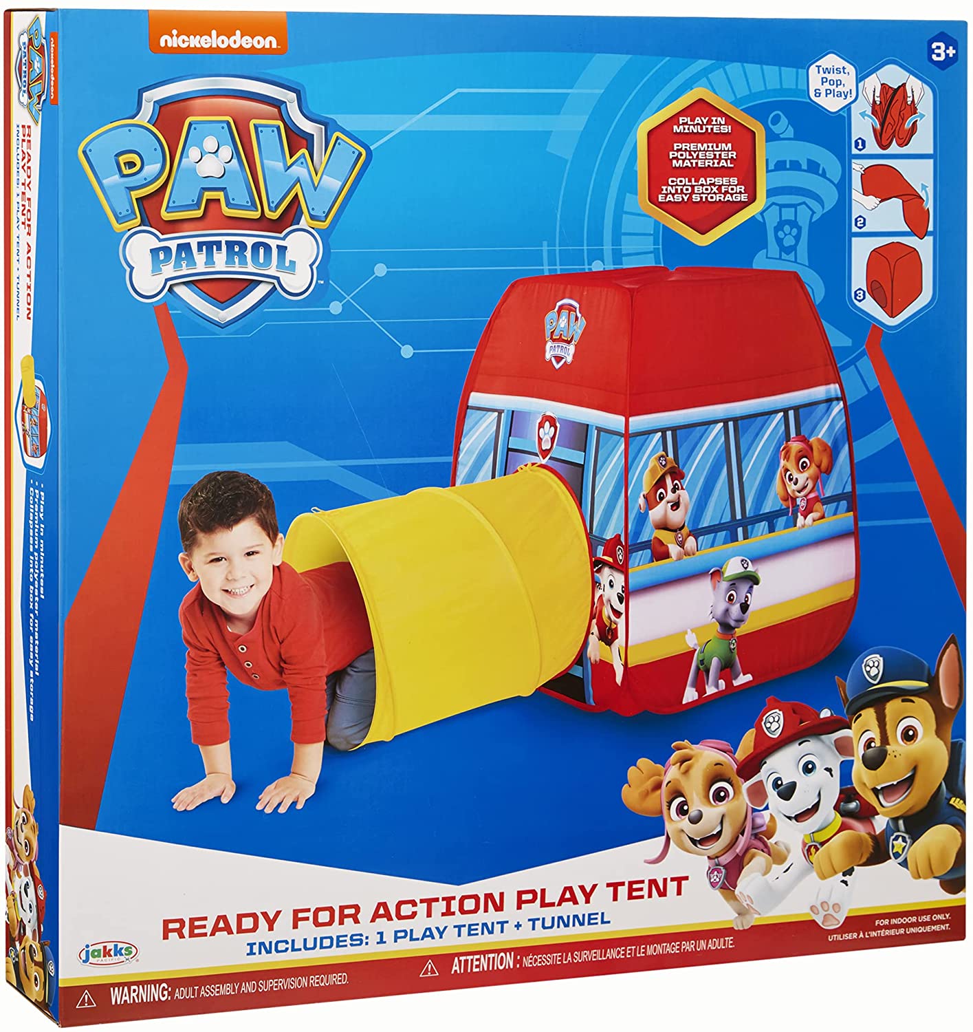 Paw Patrol Kids Tent Pop Up Play Tent with Tunnel