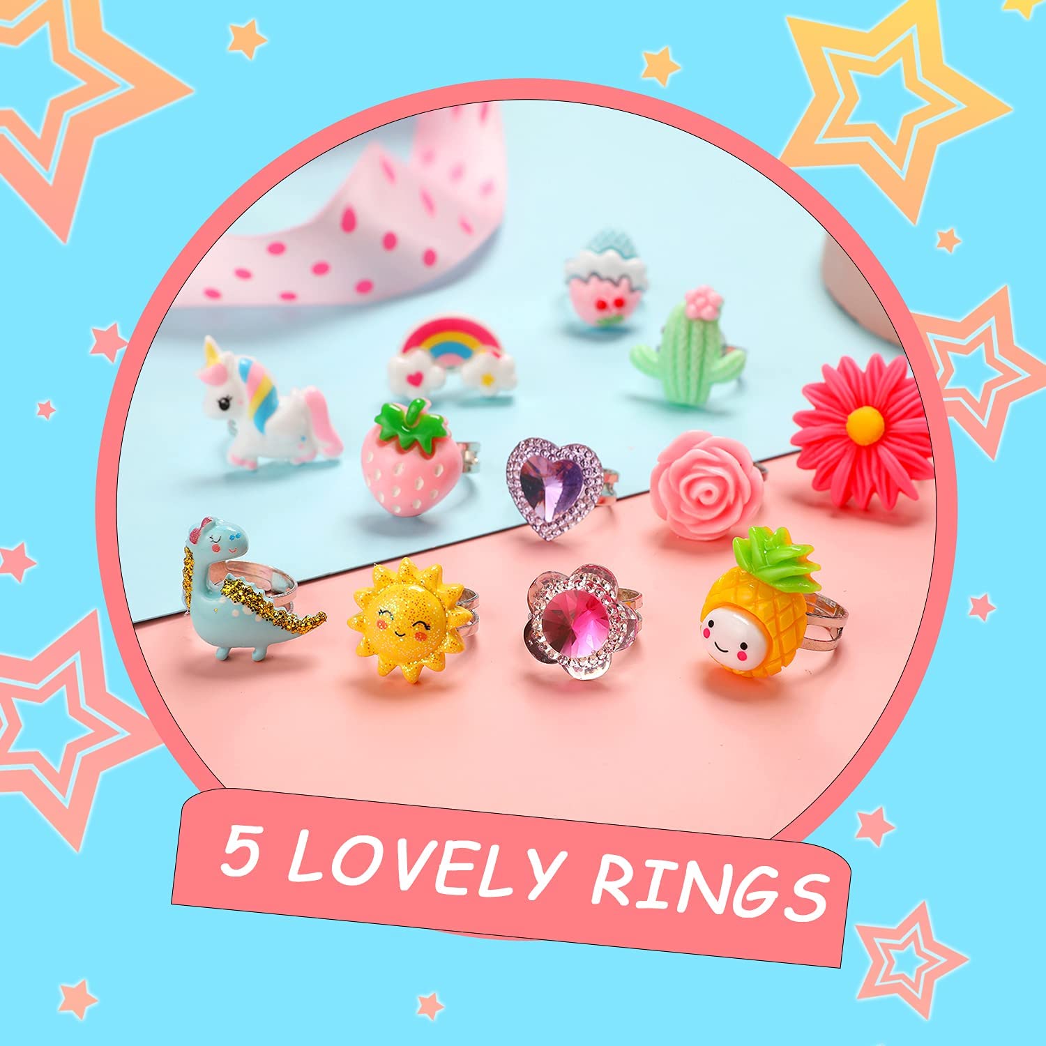 PinkSheep Little Girl Jewel Rings in Box PinkSheep Little Girl Jewel Rings in Box