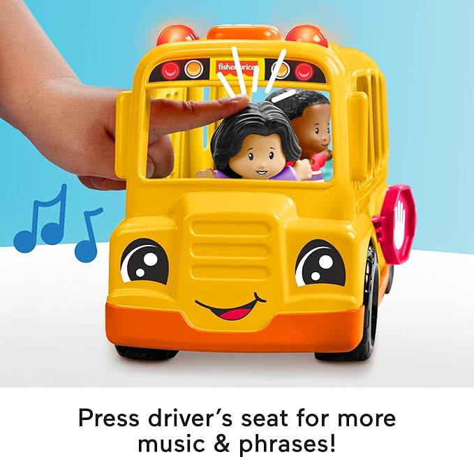Fisher-Price Toddler Toy School Bus Musical Push Along Vehicle with 2 Figures Fisher-Price Toddler Toy School Bus Musical Push Along Vehicle with 2 Figures