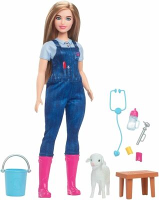 Barbie 65th Anniversary Doll Farm Veterinarian Set with Blonde Vet Doll