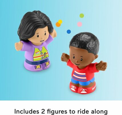 Fisher-Price Toddler Toy School Bus Musical Push Along Vehicle with 2 Figures