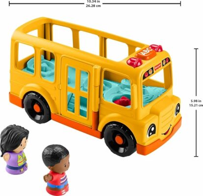 Fisher-Price Toddler Toy School Bus Musical Push Along Vehicle with 2 Figures