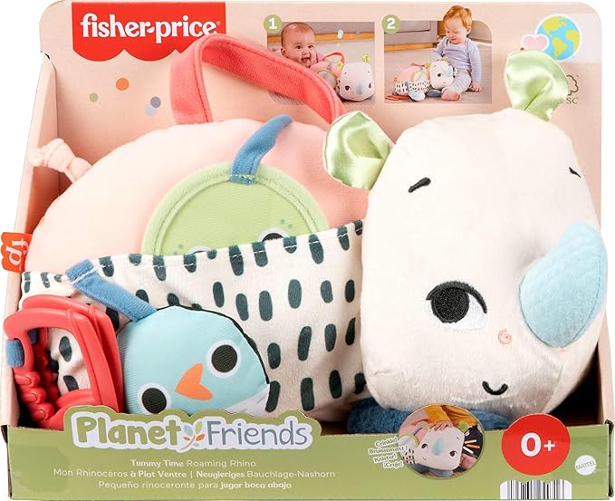 Fisher-Price Newborn Toy Planet Friends Tummy Time Roaming Rhino Plush Fisher-Price Newborn Toy Planet Friends Tummy Time Roaming Rhino Plush