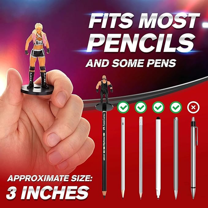 WWE Superstar Pencil Toppers Set of 12 WWE Superstar Pencil Toppers Set of 12