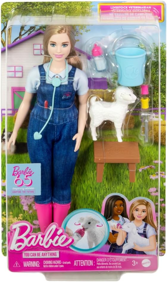 Barbie 65th Anniversary Doll Farm Veterinarian Set with Blonde Vet Doll Barbie 65th Anniversary Doll Farm Veterinarian Set with Blonde Vet Doll