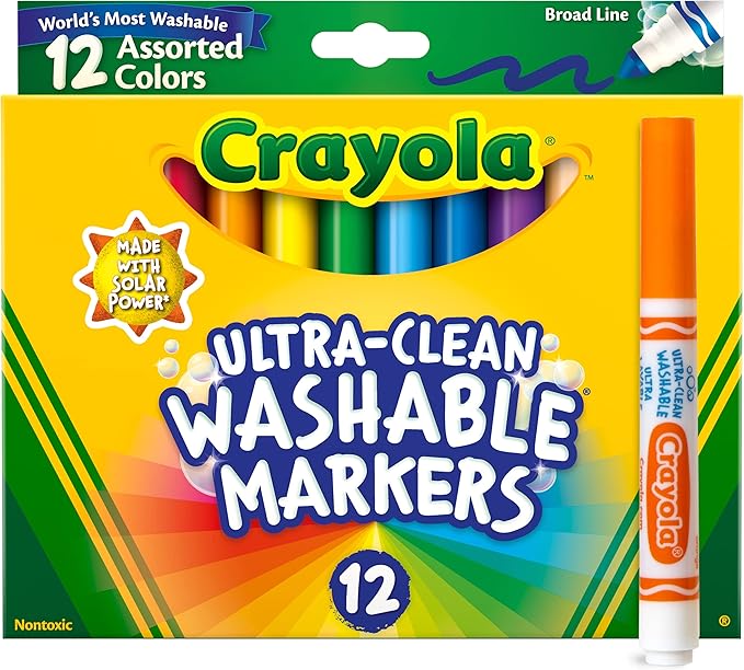 Crayola Broad Washable Line Markers for Kids 12 Count