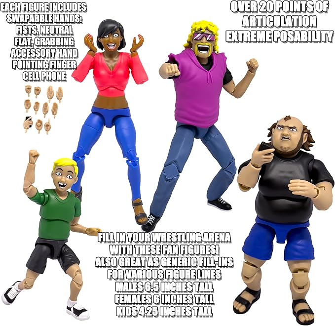 Ultimate Wrestling Crowd Fan Figures Four Pack Ultimate Wrestling Crowd Fan Figures Four Pack