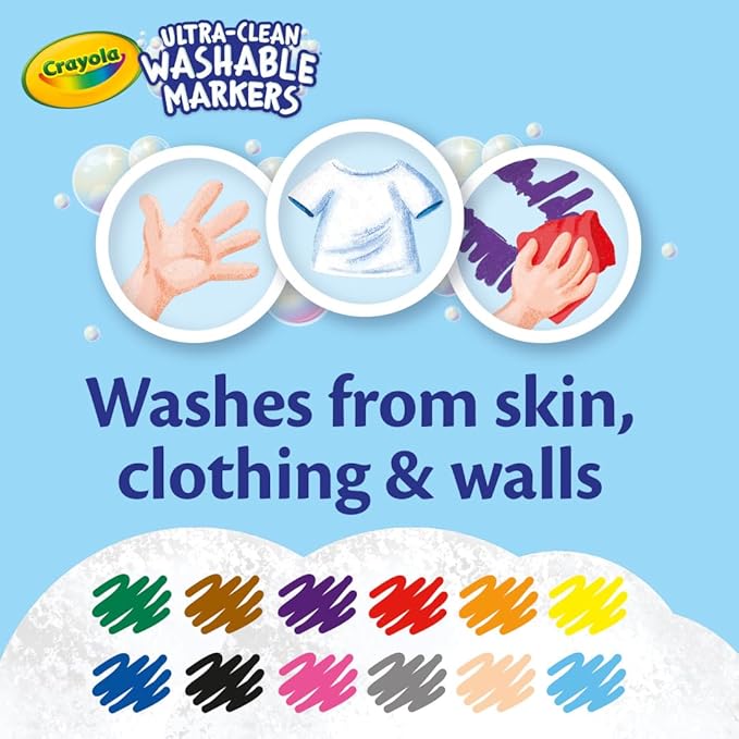 Crayola Broad Washable Line Markers for Kids 12 Count Crayola Broad Washable Line Markers for Kids 12 Count