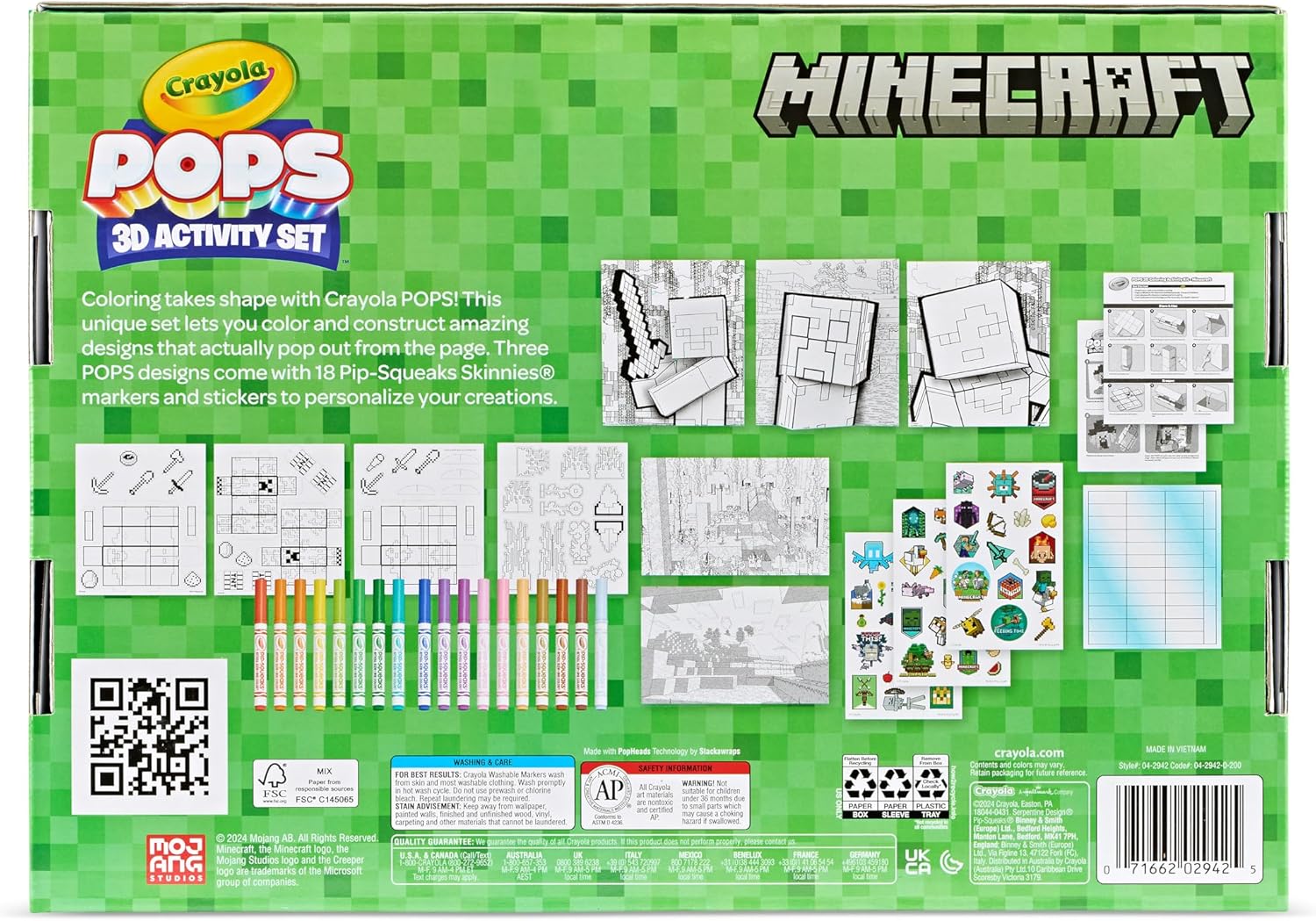 Crayola Minecraft POPs 3D Art Kit for Kids Crayola Minecraft POPs 3D Art Kit for Kids