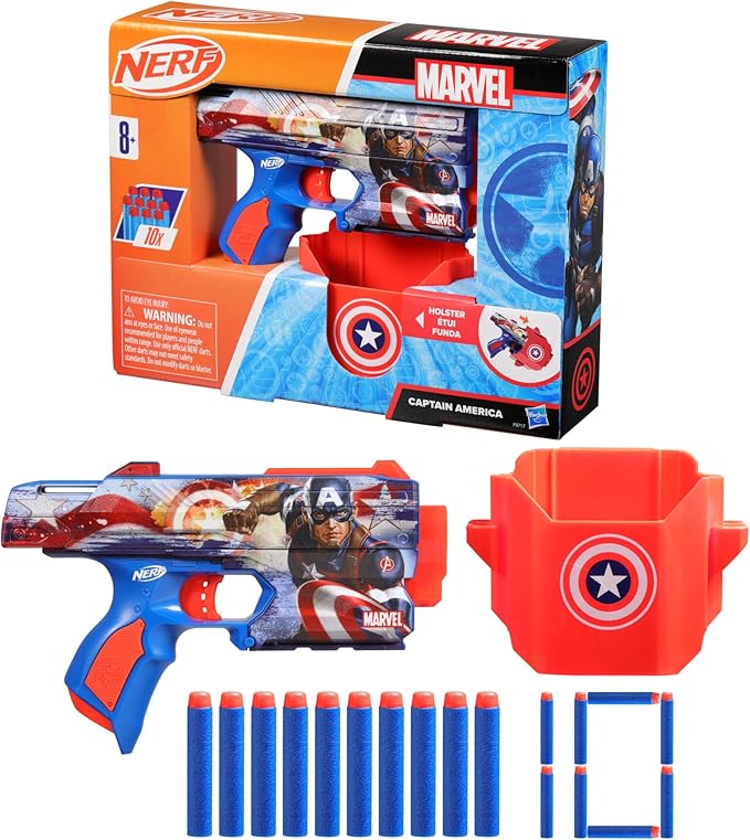 Nerf Marvel Captain America Dart Blaster 10 Elite Darts Nerf Marvel Captain America Dart Blaster 10 Elite Darts
