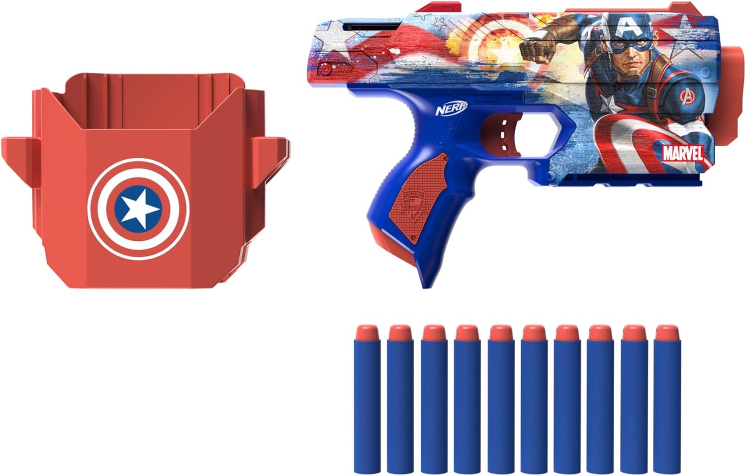 Nerf Marvel Captain America Dart Blaster 10 Elite Darts Nerf Marvel Captain America Dart Blaster 10 Elite Darts