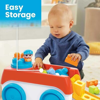 MEGA BLOKS Building Toy Set Block Spinning Wagon with 20 Pieces and Storage