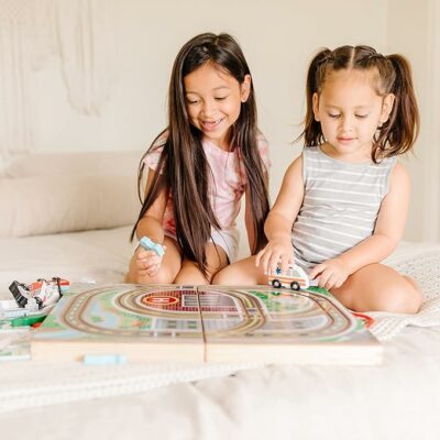 Melissa & Doug 18-Piece Wooden Take Along Tabletop Town
