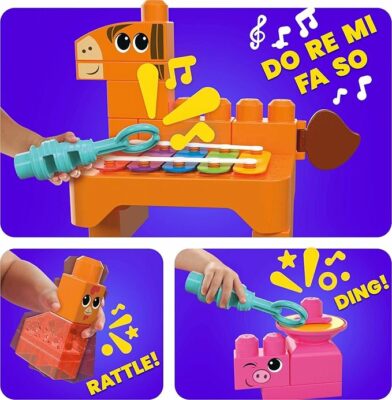 MEGA BLOKS Musical Farm Band with 40 Pieces and 6 Music Sheets