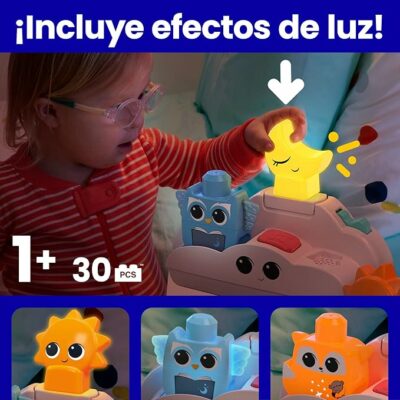 MEGA BLOKS Rise & Snooze Night Light with 30 Pieces