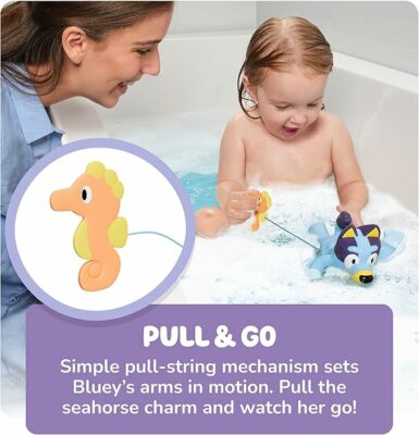 TOMY Toomies Swimming Bluey Bath Toy with Seahorse