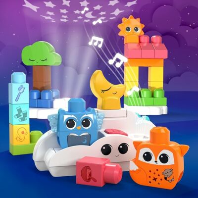 MEGA BLOKS Rise & Snooze Night Light with 30 Pieces