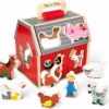 Melissa & Doug Take Along Wooden Toy Barn 11Pc Portable Toddler Playset