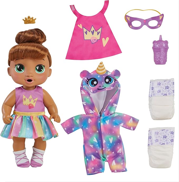 Baby Alive Super Brown Hair Dress Up Baby Doll Playset