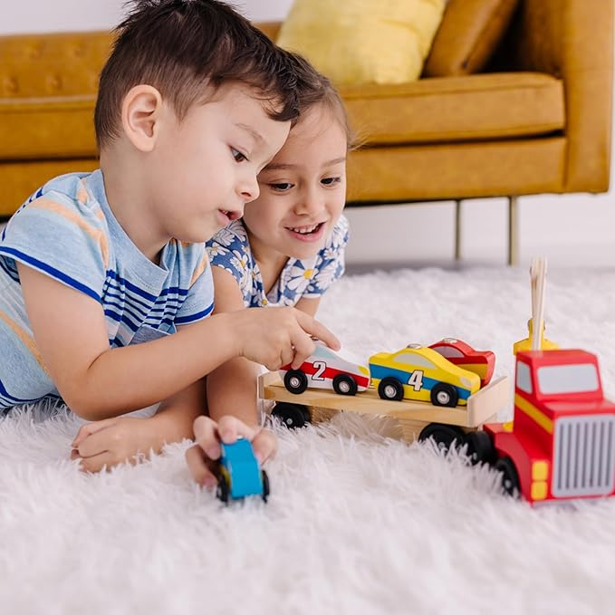 Melissa & Doug Magnetic Car Loader Wooden Toy Set Melissa & Doug Magnetic Car Loader Wooden Toy Set