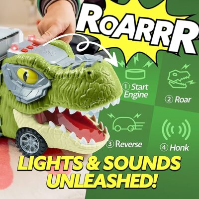 Dinosaur Truck with 12 Pull Back Cars Giftset