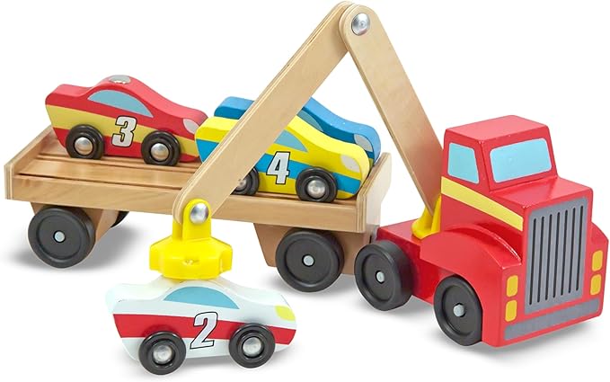 Melissa & Doug Magnetic Car Loader Wooden Toy Set Melissa & Doug Magnetic Car Loader Wooden Toy Set
