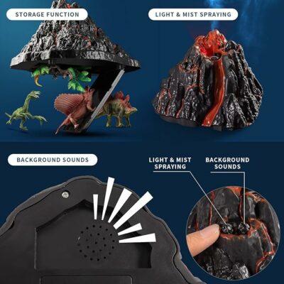 Large Volcano Set with 9 Realistic Dinosaur Action Figures