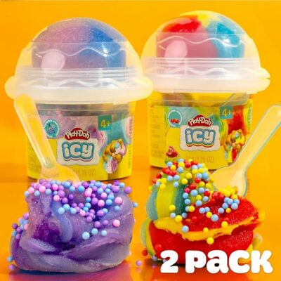 Play Doh ICY 2 Pack, Rainbow Cherry & Tie Dye Blue Raspberry Scents