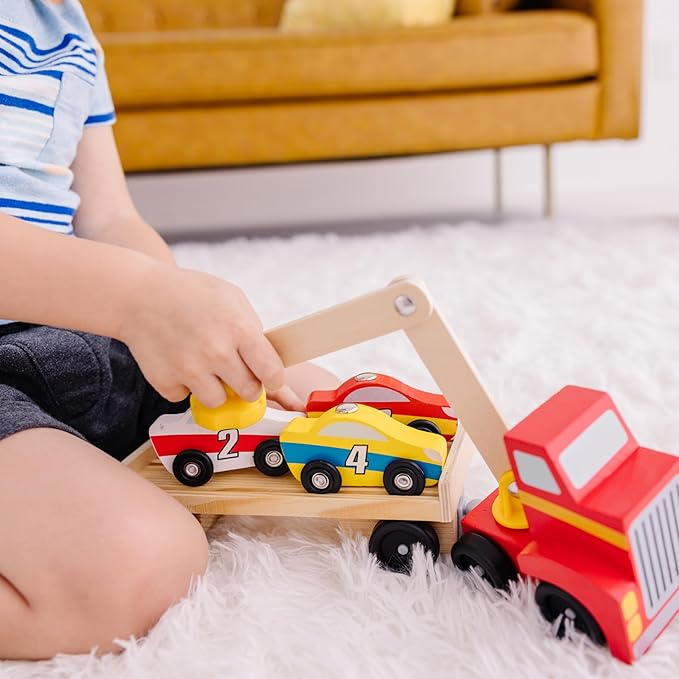 Melissa & Doug Magnetic Car Loader Wooden Toy Set Melissa & Doug Magnetic Car Loader Wooden Toy Set