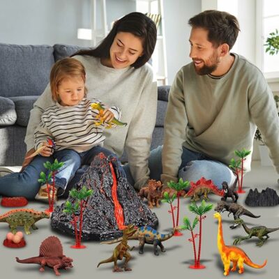 Large Volcano Set with 9 Realistic Dinosaur Action Figures