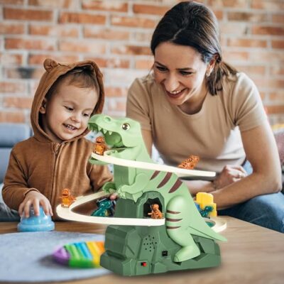 Dinosaur Chasing Race Track Dinosaur Climbing Slide Music Toy