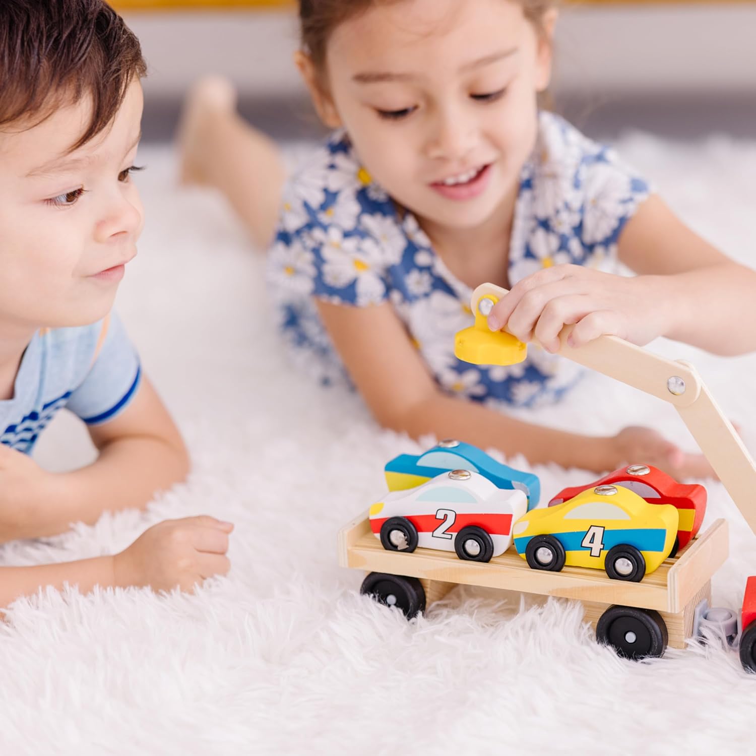 Melissa & Doug Magnetic Car Loader Wooden Toy Set Melissa & Doug Magnetic Car Loader Wooden Toy Set