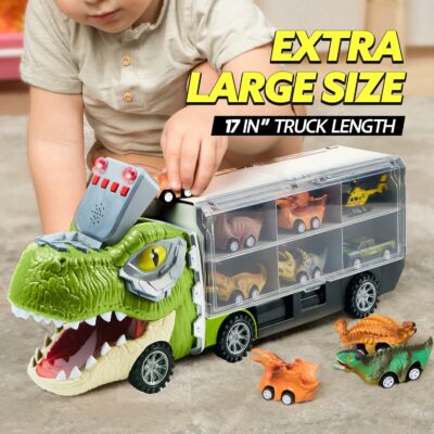 Dinosaur Truck with 12 Pull Back Cars Giftset