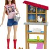 Barbie Chicken Farmer Doll Red Haired and Playset with Henhouse