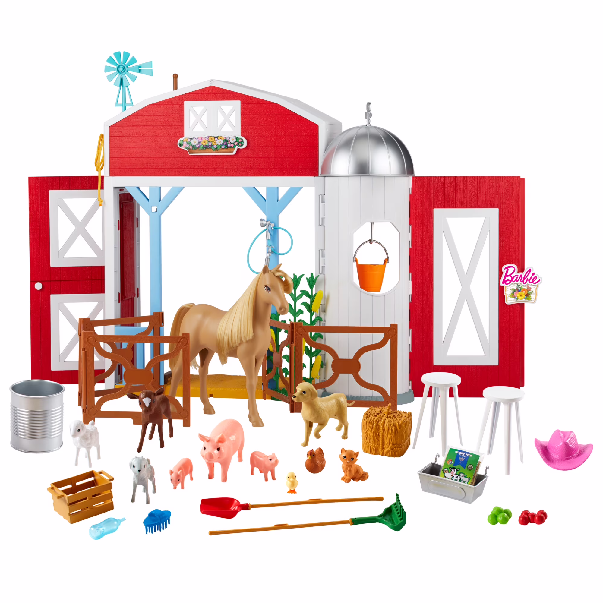 Barbie Horse Barn Playset with 25+ Feeding & Grooming Accessories