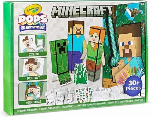 Crayola Minecraft POPs 3D Art Kit for Kids Coloring Activity Set