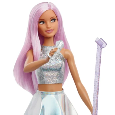 Barbie Pop Star Doll Dressed In Iridescent Skirt with Microphone