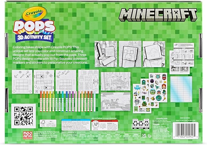 Crayola Minecraft POPs 3D Art Kit for Kids Coloring Activity Set Crayola Minecraft POPs 3D Art Kit for Kids Coloring Activity Set