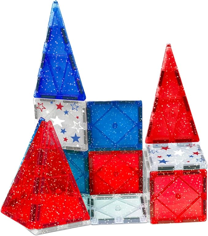 CreateOn Crayola Red White & Blue Magnetic Tiles 14pc Building Set for Kids CreateOn Crayola Red White & Blue Magnetic Tiles 14pc Building Set for Kids