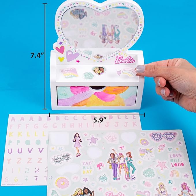 Barbie Paint Your Own Jewelry Box 100+ Charms & Beads Kit for Kids Barbie Paint Your Own Jewelry Box 100+ Charms & Beads Kit for Kids