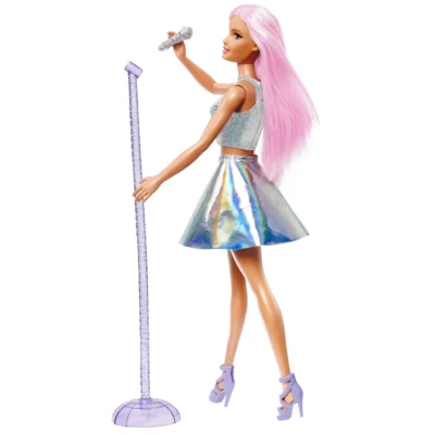 Barbie Pop Star Doll Dressed In Iridescent Skirt with Microphone