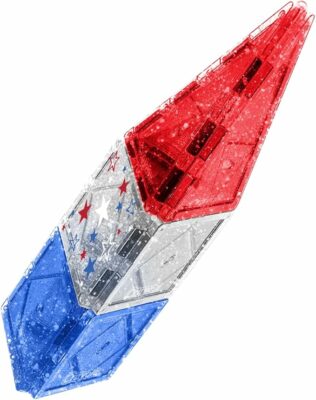 CreateOn Crayola Red White & Blue Magnetic Tiles 14pc Building Set for Kids